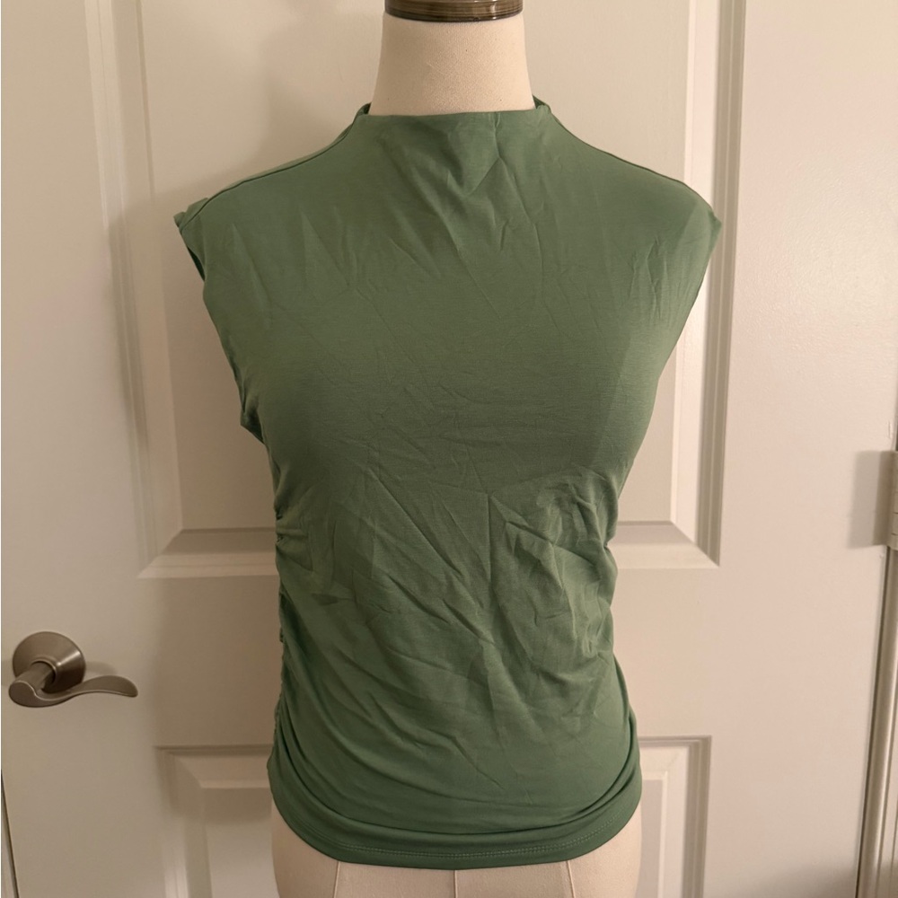 Abercrombie & Fitch Sleeveless Green Mock Neck Top